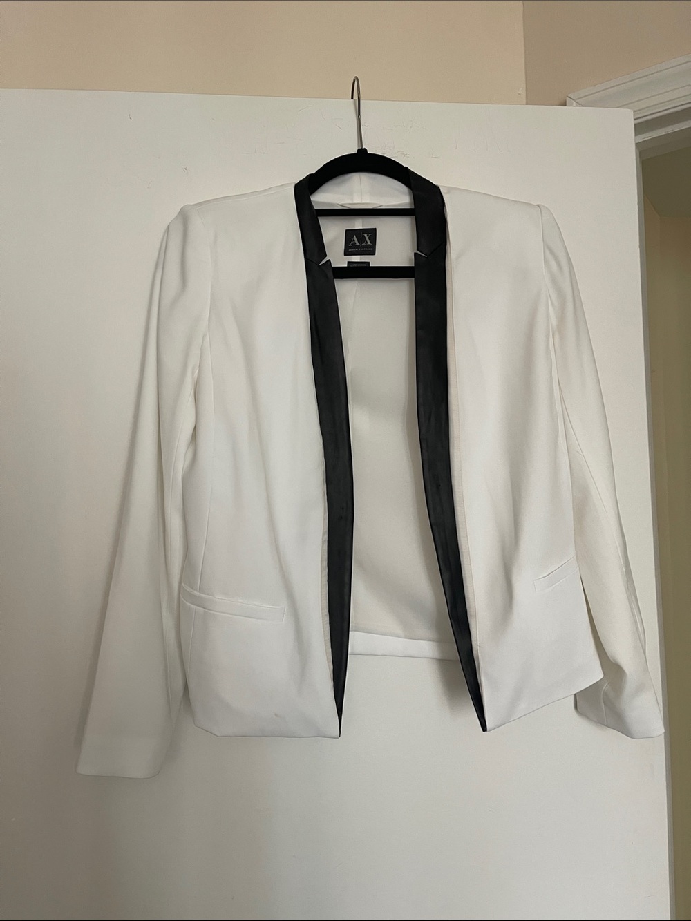 A/X Armani Exchange White Blazer with Black Satin Lapel